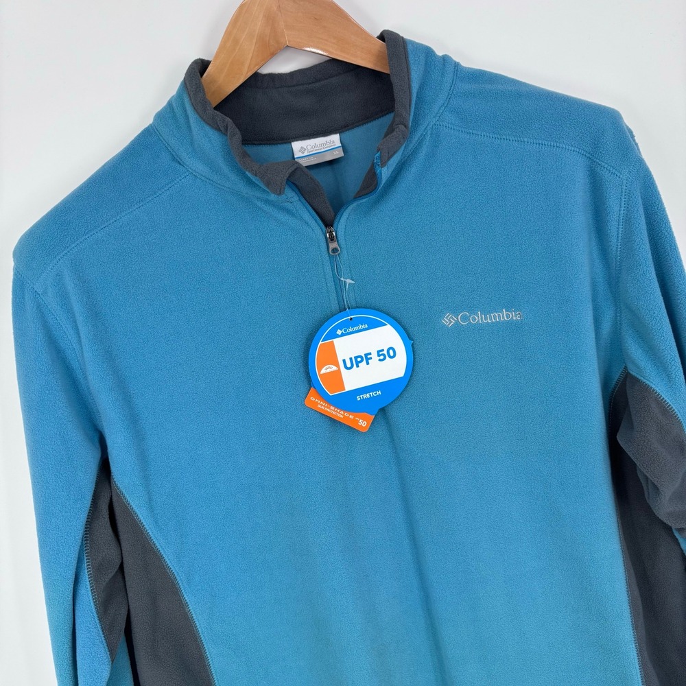 Columbia Klamath Range II Half Zip Pullover Mens XL Blue Fleece UPF 50 Hiking